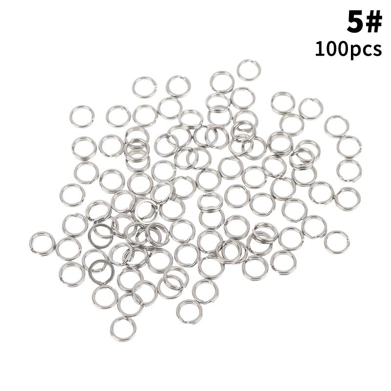 Fishing Split Rings 100Pcs Stainless Steel Lure Rings Saltwater Terminal Tackles Split Rings Fishing Connectors Snap Rings