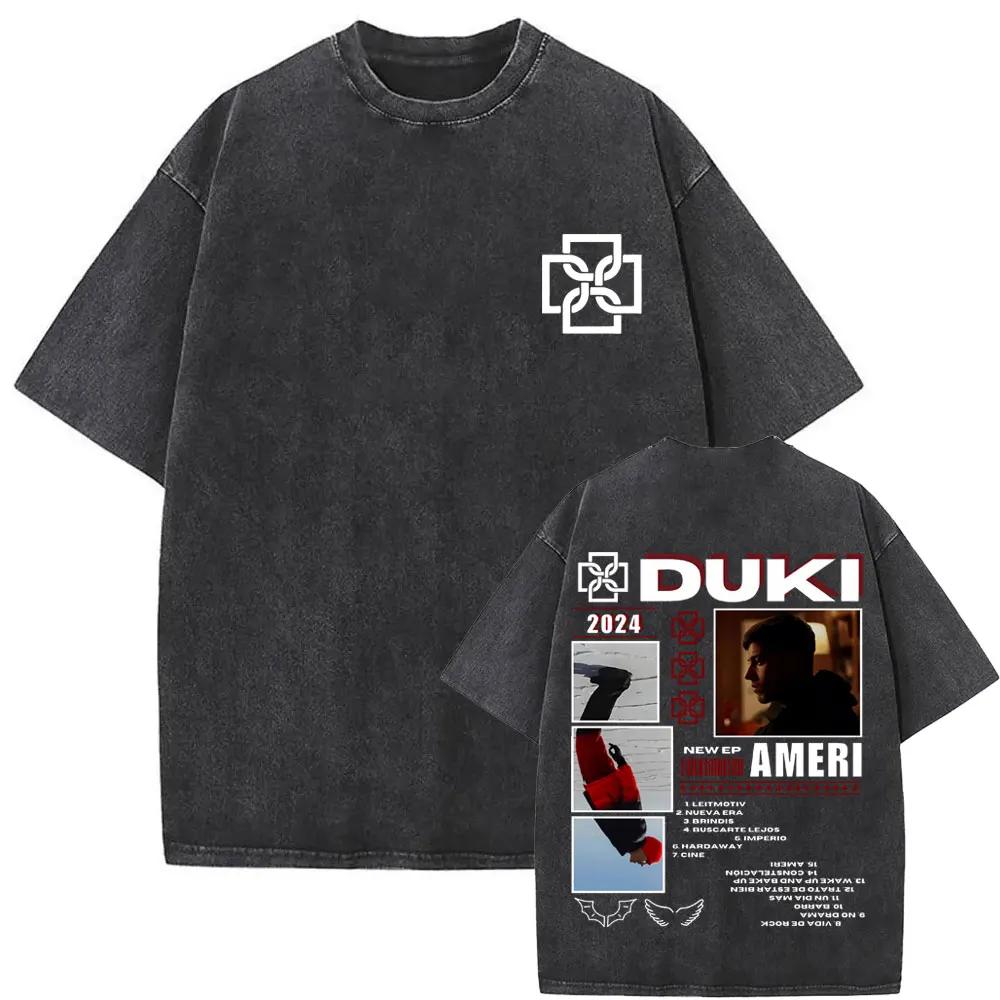 Washed Vintage Rapper Duki ADA Tour  T Shirt Mens Hip Hop Oversized Short Sleeve Tshirt Men Fashion High Quality Streetwear