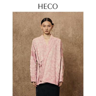 New Chinese Style Jacquard Oblique Placket Tie-Up Blouse