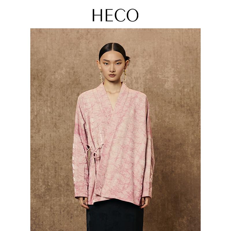 Heco New Chinese Style Jacquard Oblique Placket Tie-Up Blouse
