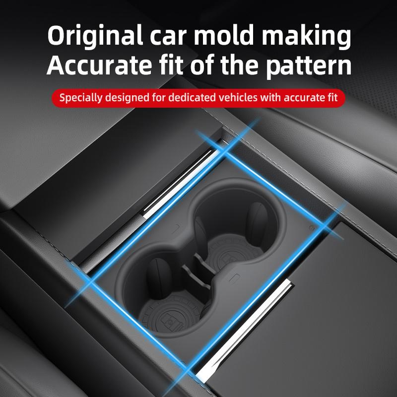 Custom Soft Silicone Cup Holder Mats For TESLA Model Y 2025 Juniper Anti-Slip,Interior Center Console Cup Holders  Easy to Clean
