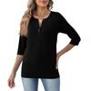 Women's Fashionable Casual Button-down Collar Three-quarter Sleeve T-shirt Top