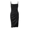 Women's Sleeveless Tank Sexy Strap Wrap Ruched Slit Party Cocktail Midi Dress