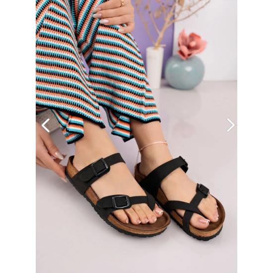 Kadın Anatomik Parmak Arası Yazlık Birken Mayari Terlik Siyah