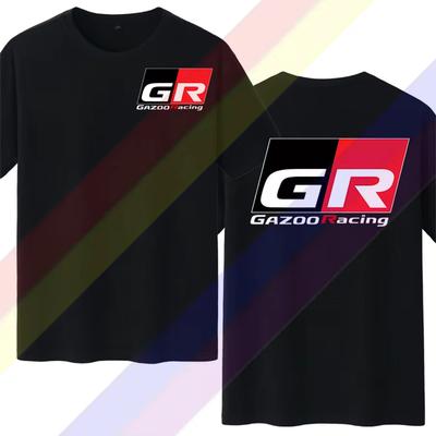 T-shirt GR Gazoo Racing Japan Tuner Men's Black Short Sleeves Men Vintage Casual Cotton Loose Graphic T-shirt Printed