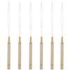 5pcs/set Metal Threader Pulling Needle Wooden Handle Hair Extensions Loop  for Making Wigs