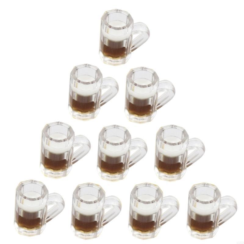 62KD 10 Pieces Simulation Beer Cups Mini Doll House Decor Dinnerware Gift for Kids