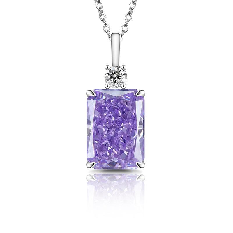 Elegant Light Luxury 925 Silver Pendant Necklace with High Carbon Diamond Ice Flower Cut Zircon In Perfume Bottle Shape