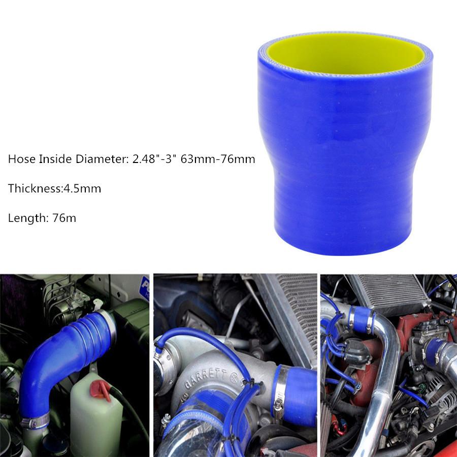 1ks 63mm/76mm Rovná silikonová hadice Mezichladič Turbo Spojovací trubka Sací potrubí