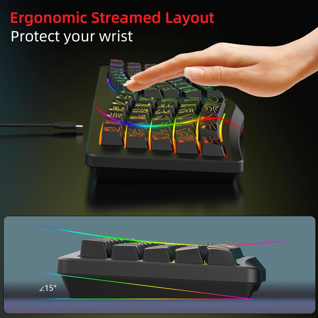 G131 RGB Ergonomic Gaming Keyboard, 69 Keys