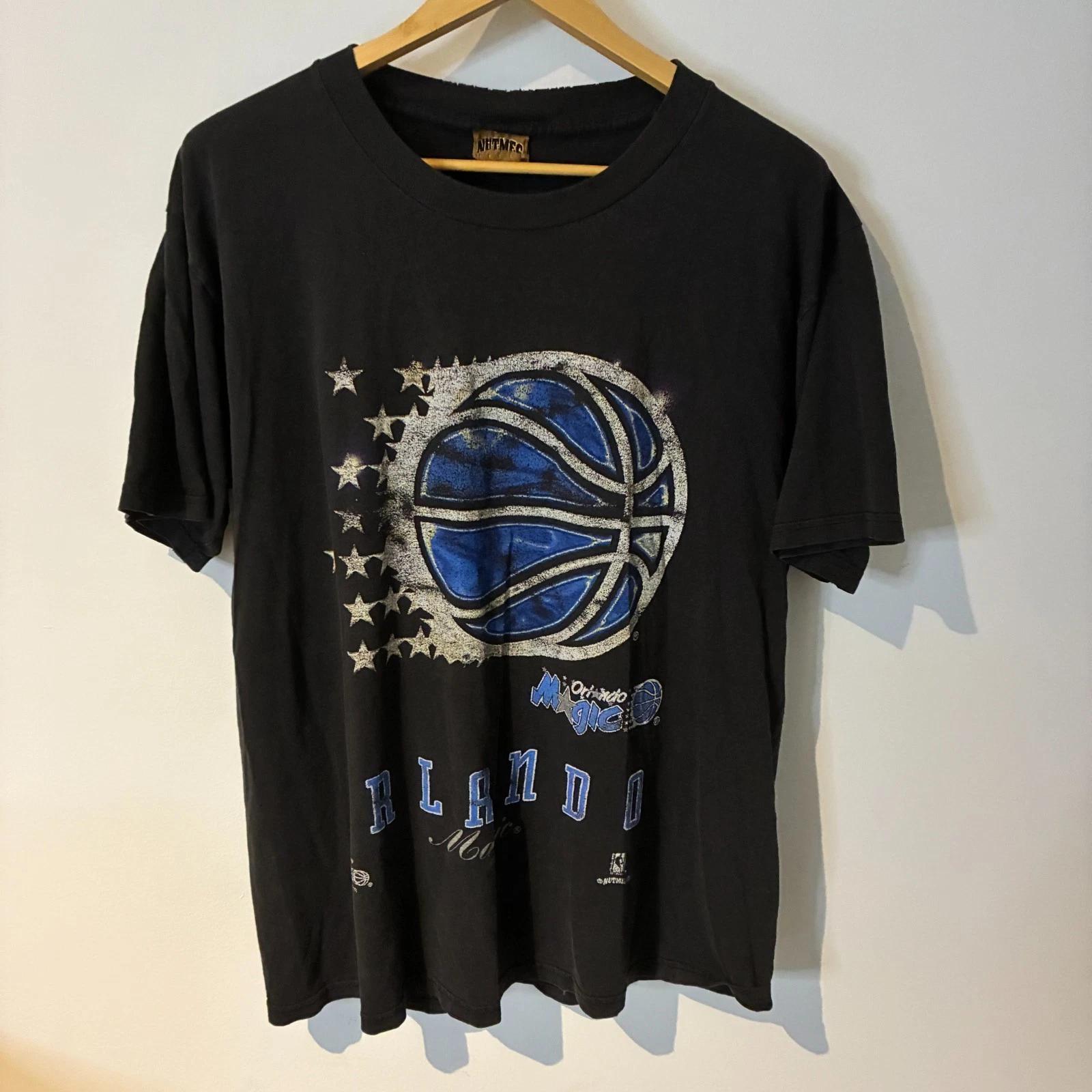 

Винтажная футболка Nutmeg Mills Orlando Magic Размер L Черная Сделано в США НБА Потертая 3XL
