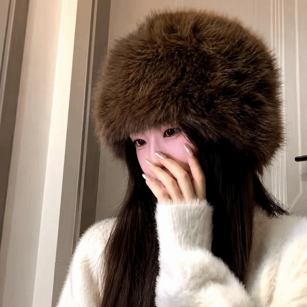 Windproof Faux Fox Fur Hat Imitation Fur Ear Protection Hat New Plush Hat Women