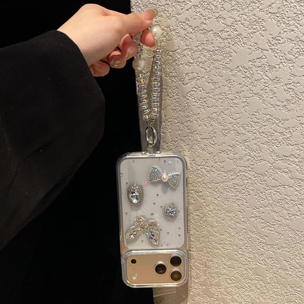 Crystal Lanyard Diamond Butterfly Case for Apple 17 Promax/16/15 Pro, 14/13/12