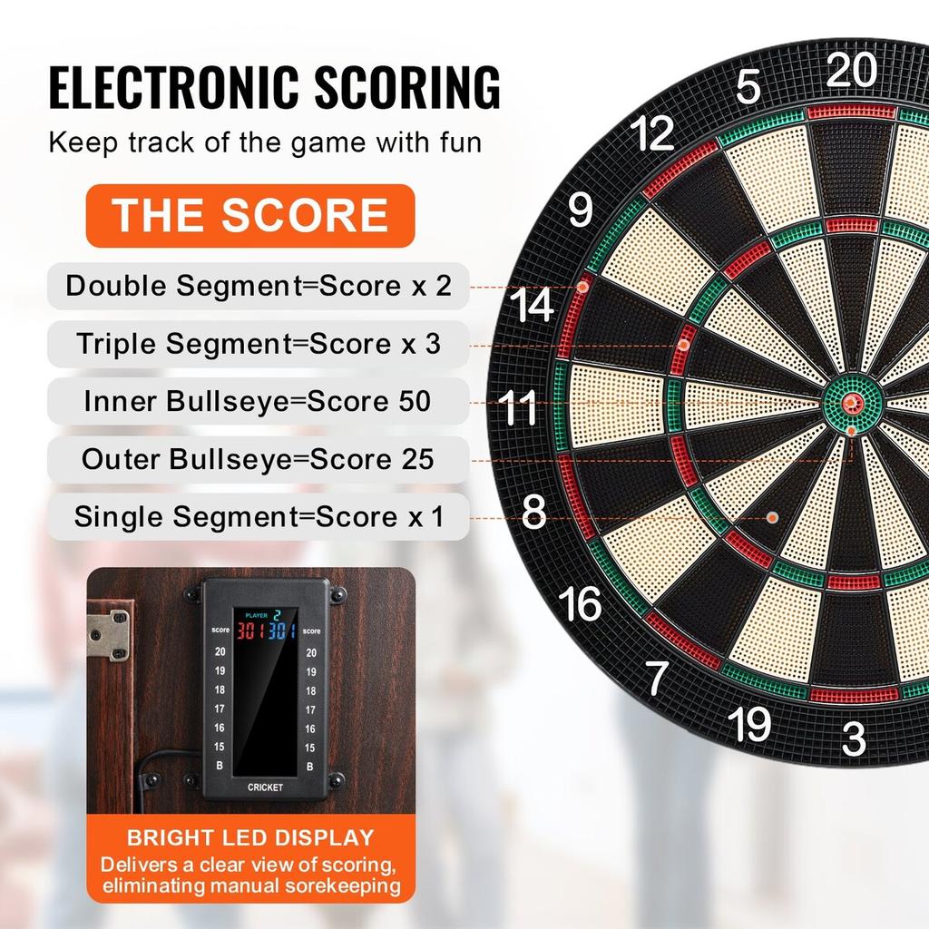 Dartboard and Cabinet Set Complete with All Accessories Easy Assembly