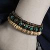 Mehrschichtiges, stapelbares Armband-Set aus Holzperlen für Damen und Herren im handgefertigten afrikanischen Türkis-Stil