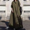 Loose Plain Maxi Blouse Dress Women Long Sleeve Turn Down Collar Shirt Dress
