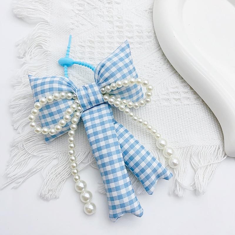 Bows Keychains for Women Cute Bowknot Beaded Keyring Charm Aesthetic Phone Chain Accessories Key Chain for Car Key