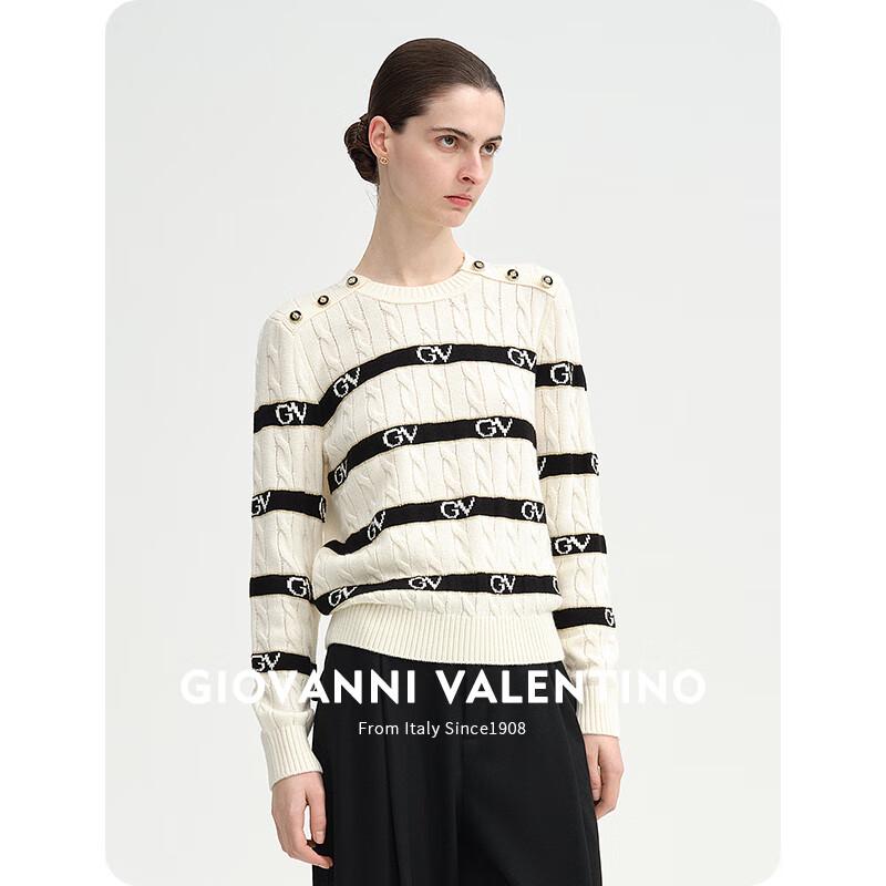 GIOVANNI VALENTINO Women's Striped Round Neck Knit Sweater