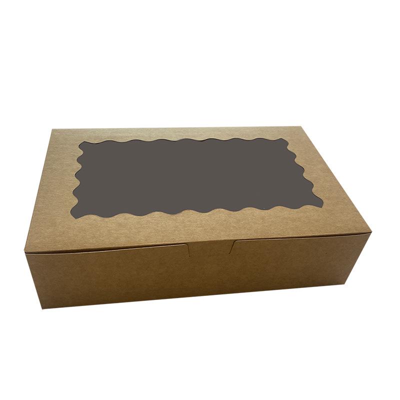 Cross-Border Kraft Paper Window Box for Cake & Pastry Packaging, White Card Folding Paper Box