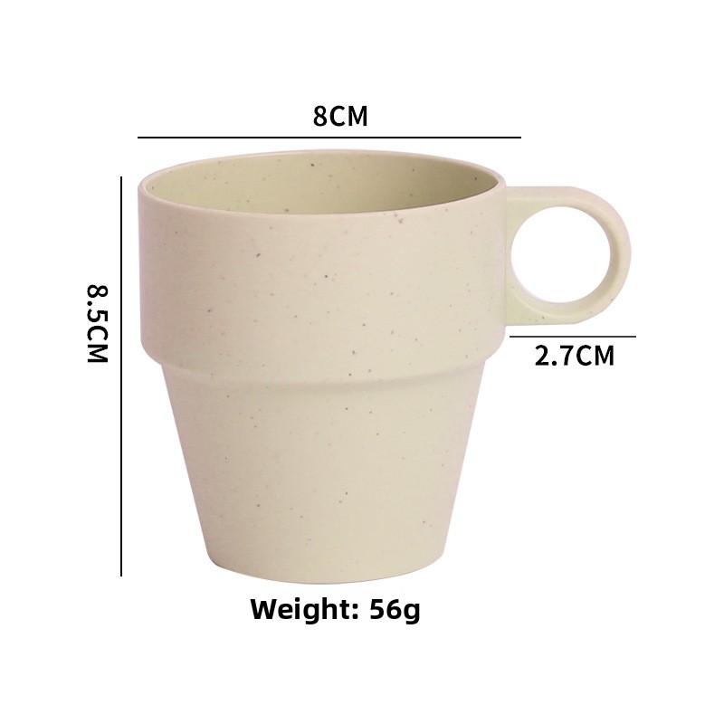 Wheat Straw Water Cup with Anti-scald and Anti-slip Handle, Household Plastic Insulated Cup, Simple Plastic Cup