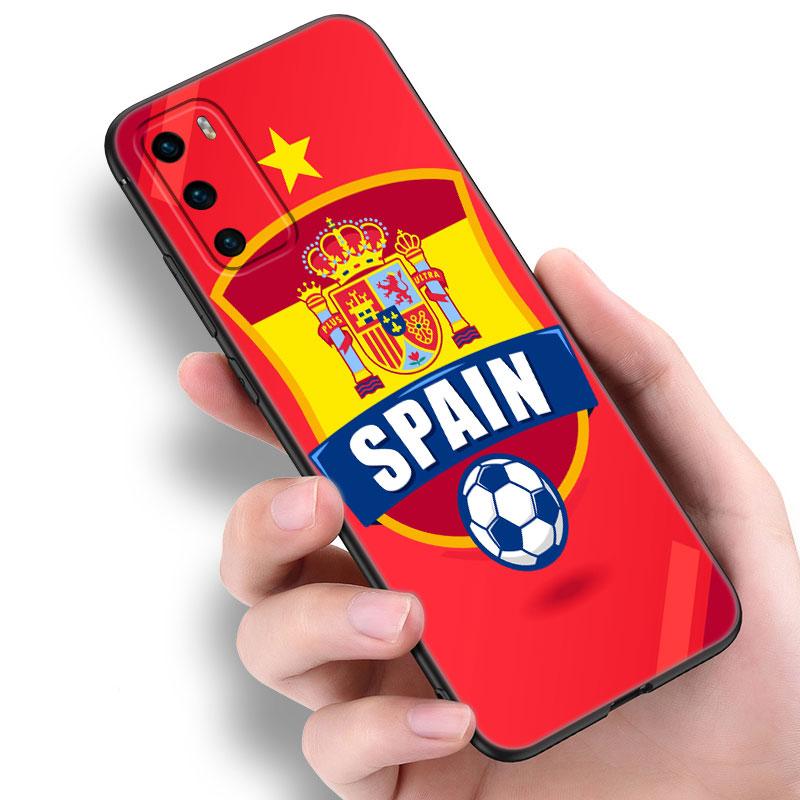 Hiszpania Flagi Narodowe Czarne Etui na Telefon Dla Huawei P10 P20 P30 P40 Lite P50 P60 Art P50E P Smart Z 2018 2020 2021 Pro 2019