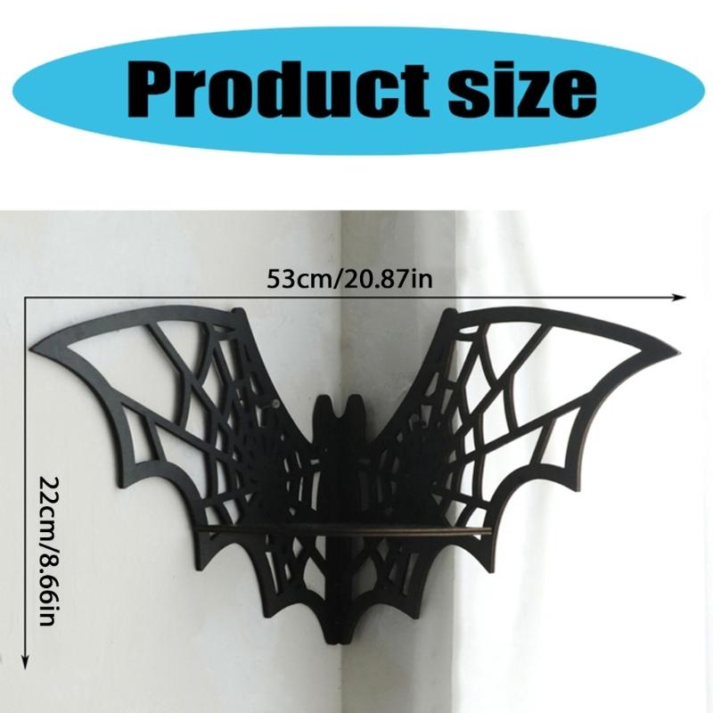 Unique Wood Carves Spiderweb Shelving Unit Wood Wall Floating Shelf for Halloween Festival Decoration Storage Rack
