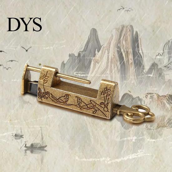 Chinese Style Drawer Padlock Bird Flower Decor Horizontal Opening Vintage Zinc Alloy Anti Rust for Cabinet Suitcase