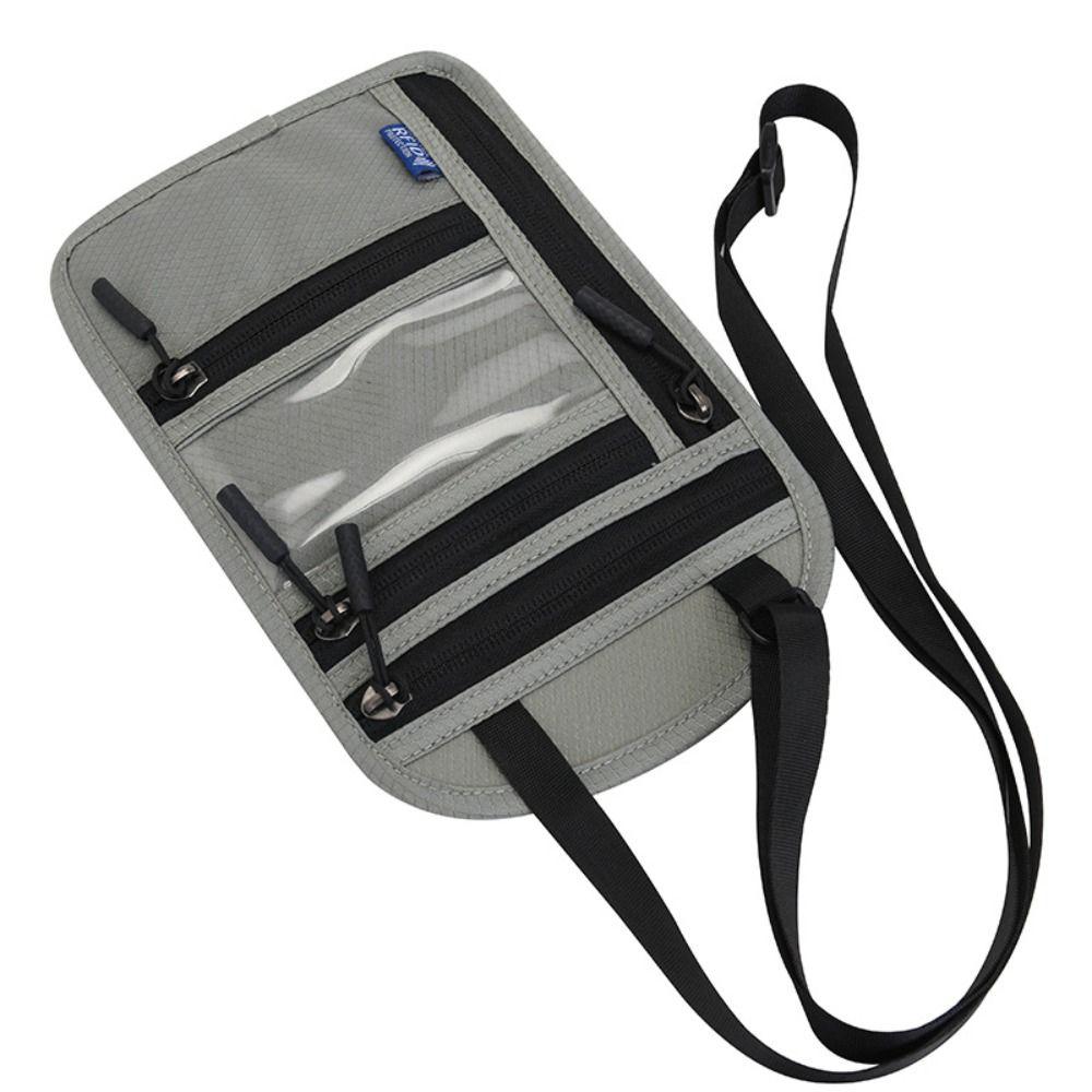 Nylon RFID Blocking Passport Bag Anti-theft with Adjustable Neck Strap Halter Card Holder Water Repellent Travel Neck Wallet