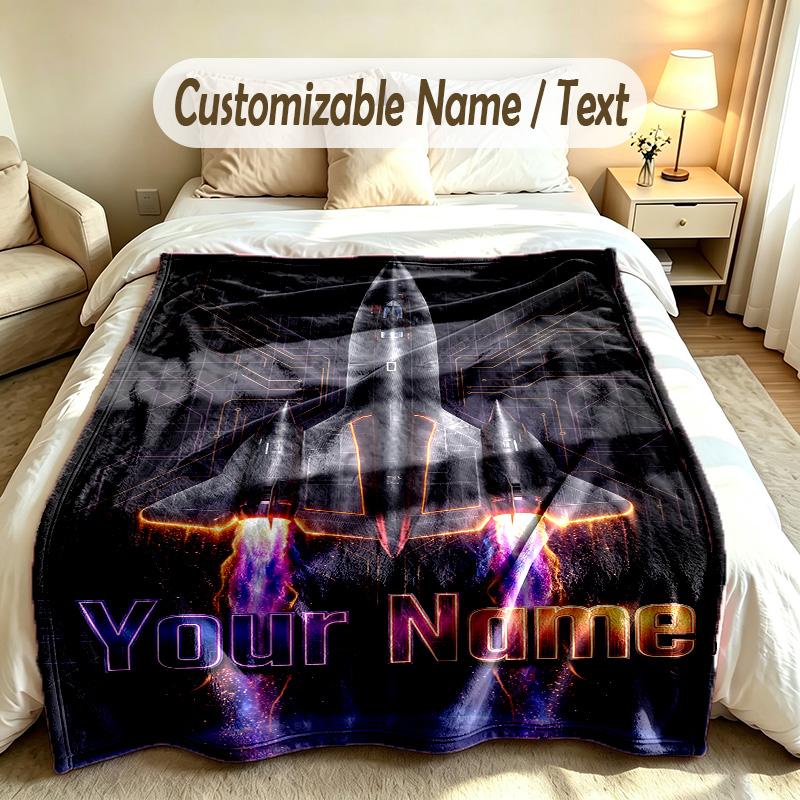 Space Cosmic Theme Custom Blanket Personalized Name & Text Customized Soft Warm Throw Blanket Home Decor
