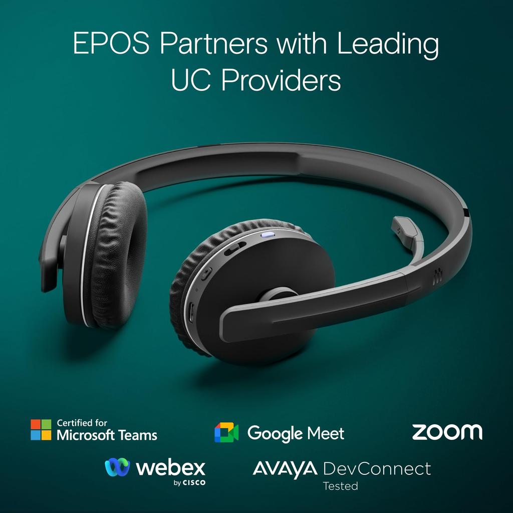 EPOS ADAPT 260 Wireless Bluetooth Headset Comfortable Black - Noise-Canceling Microphone, Multi-Device Connectivity, Long-Lasting Playback, Fit,