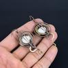 White Coral 999 Copper Wire Wrapped Earrings, Handmade Gemstone Earrings Jewelry, Gifts For Wife Brand New Earrings