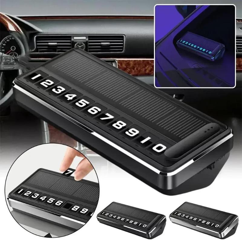 Solar Powered Led Temporary Parking Card, Multi-Number Hidden Plate, Car Parking Stop Gadget