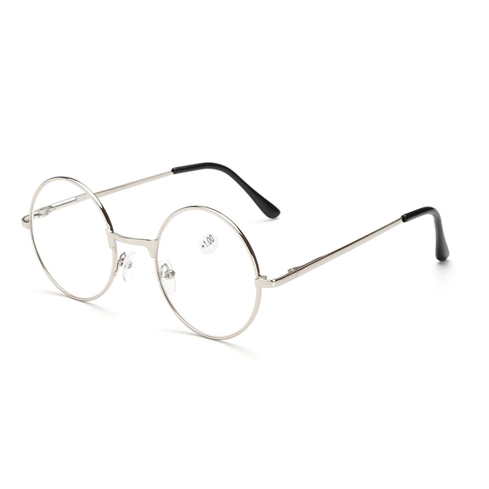 1Pc Round Frame Metal Spring Hinge Reading Glasses Ultra Light Resin Eyeglasses Magnifying Vision Care +1.00~+4.0 Diopter