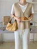 Korean Version Solid Pocket Knitted Vest Cardigan Women's Autumn Winter New Loose Fashion V-neck Sleeveless Sweater Vest