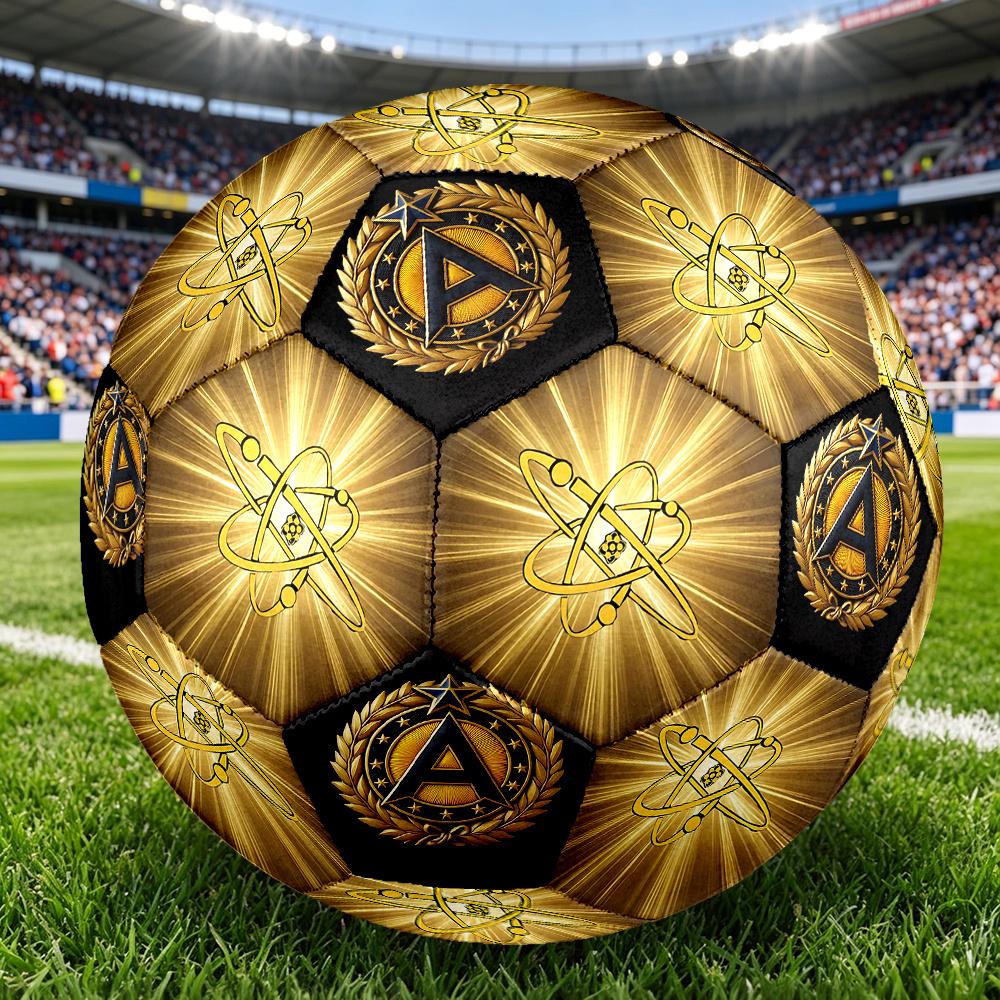 1PC Nuclear Energy Symbol Achievement Soccer Ball Size 5 Football Machine Sewn Indoor/Outdoor Universal Football Surprise Collection n78