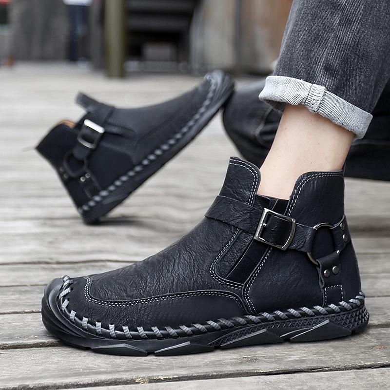 2026 New Hot Sale Ankle Boots for Men Casual Handmade Mens Boots Design Sneakers Men Outdoor Men Leather Shoes Botas Para Hombre
