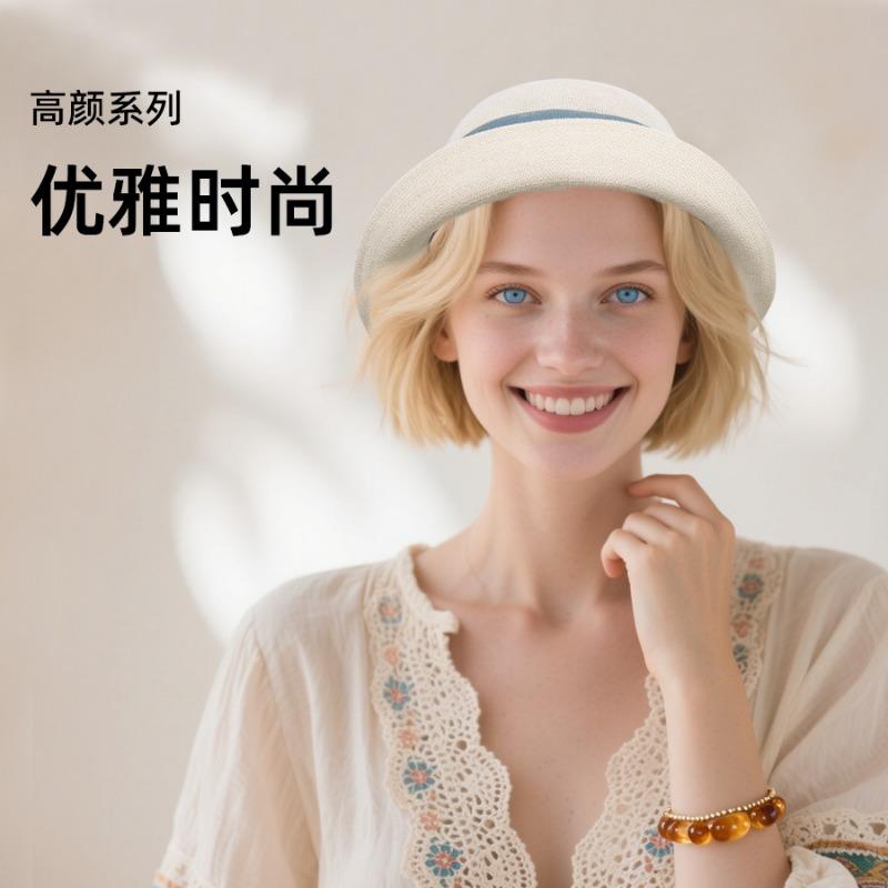 Bow straw hat women travel sunscreen casual sun hat spring and summer outdoor straw bucket hat