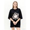 Oversized T Shirt Black Cute Ghost With Halo And Stars Print Casual Wear For Women Summer Streetwear Fashion Top