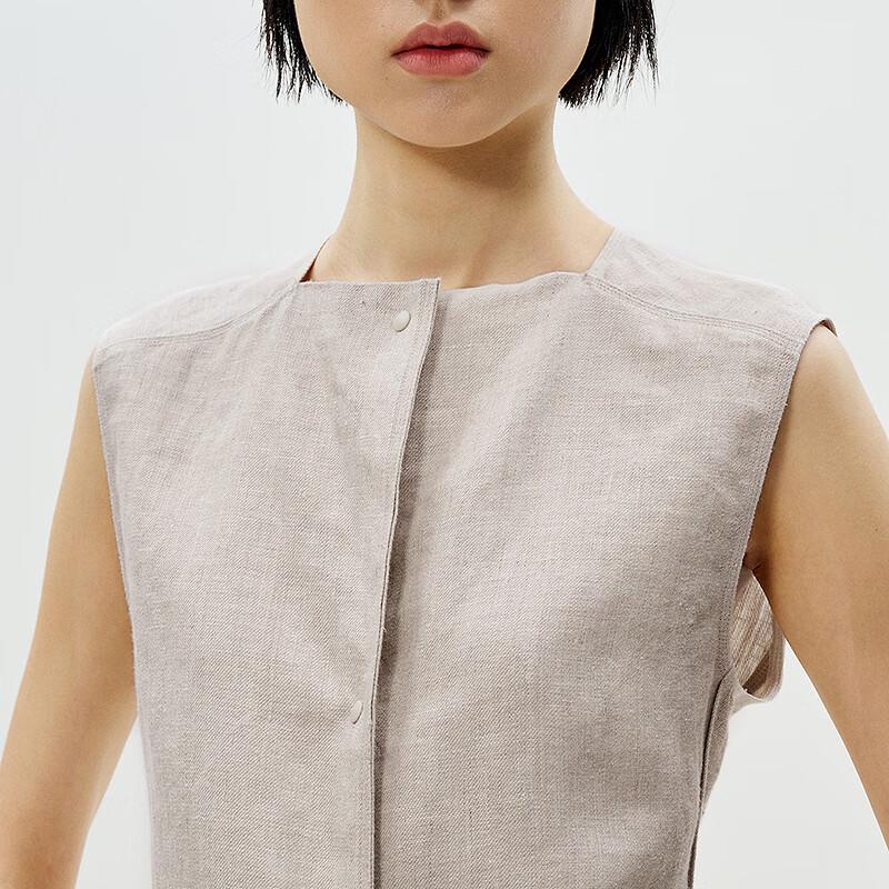 LESS 2025 Summer Straight Sleeveless Lapel Vest