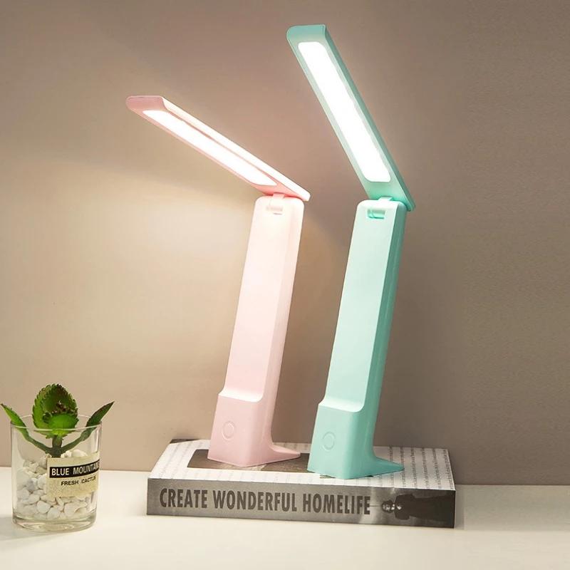 LED Folding Desk Lamp USB Charging Touch Control Dimmable Desktop Eye Protection Reading Study Office Bedroom Bedside Lamp