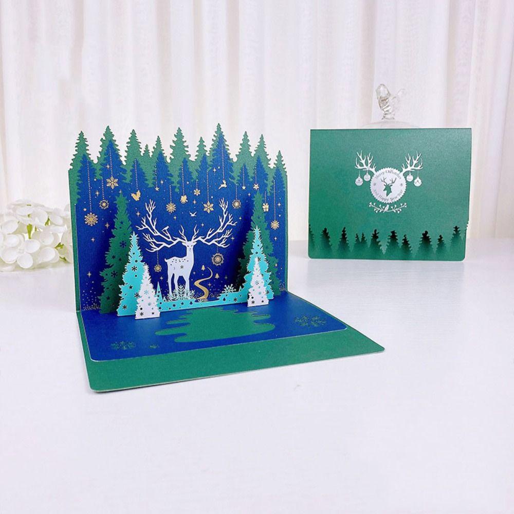 Handmade Pop-up Greeting Cards 3D Invitations Card Postcard Thank You Cards  Girl зелёный