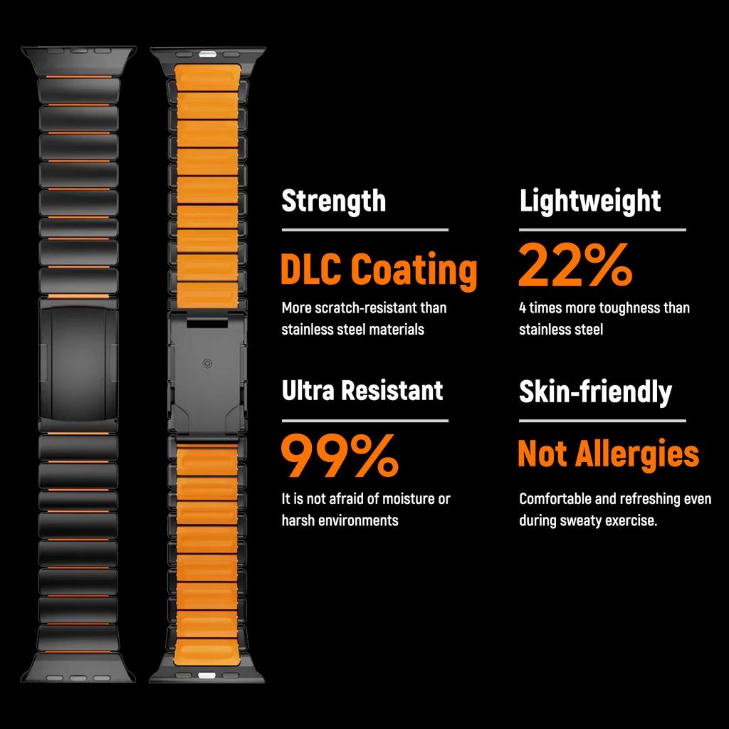 Titanium Rubber Strap for Apple Watch Ultra 3/2/1 49mm 10 11 46mm Luxury Band for Iwatch 9 8 7 45mm 6 SE 3 44mm 42mm Accessories