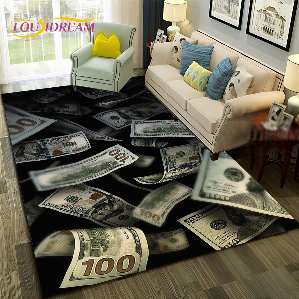 3D Dollar Euro Money  Rich Pattern Carpet Rug for Home Living Room Bedroom Sofa Doormat Decor,Child Area Rug Non-slip Floor Mat