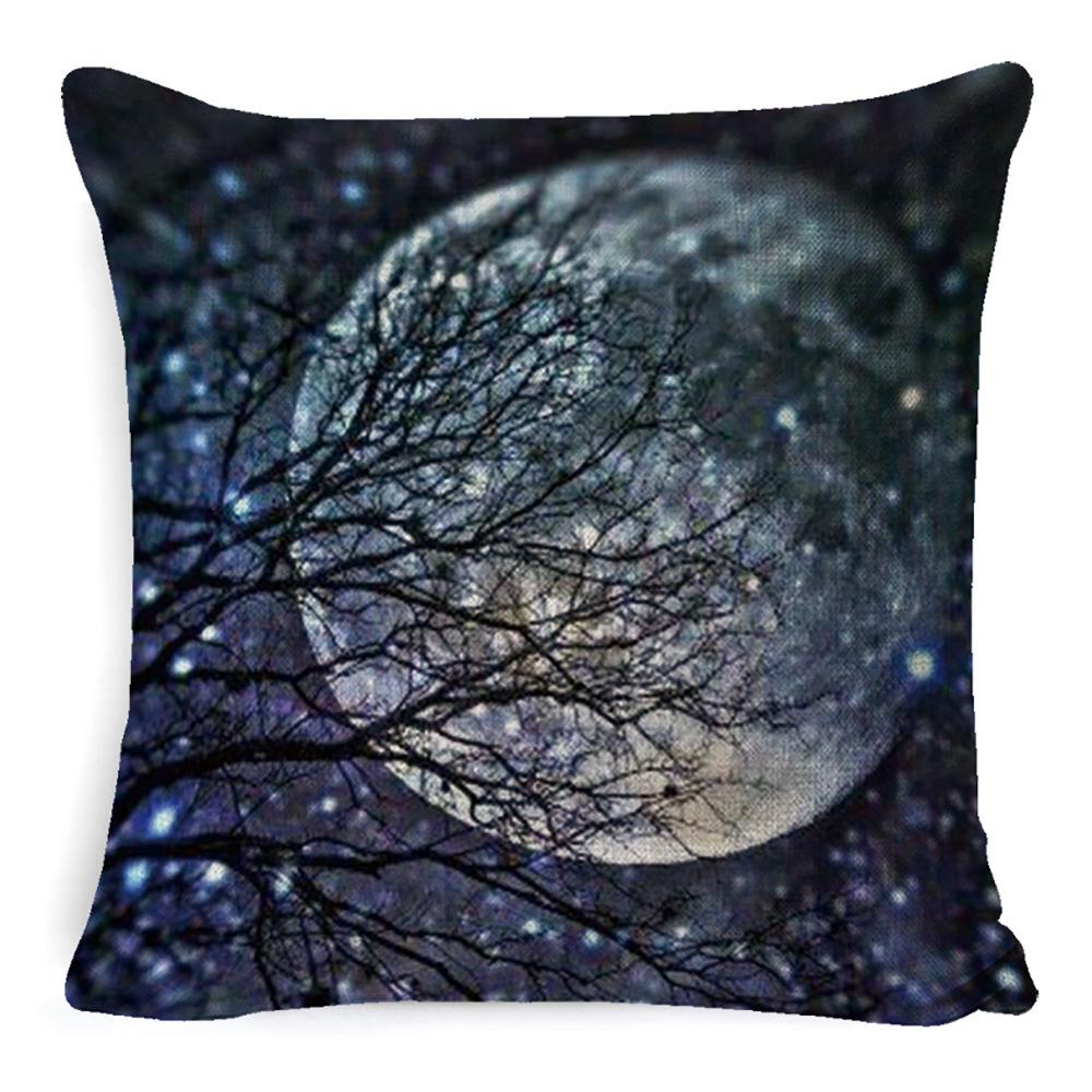 Nordic Sofa Pillow Light Luxury Style Living Room Bedside Cushion Cosmic Scenery Linen Pillow Case Without Core Waist Pillow