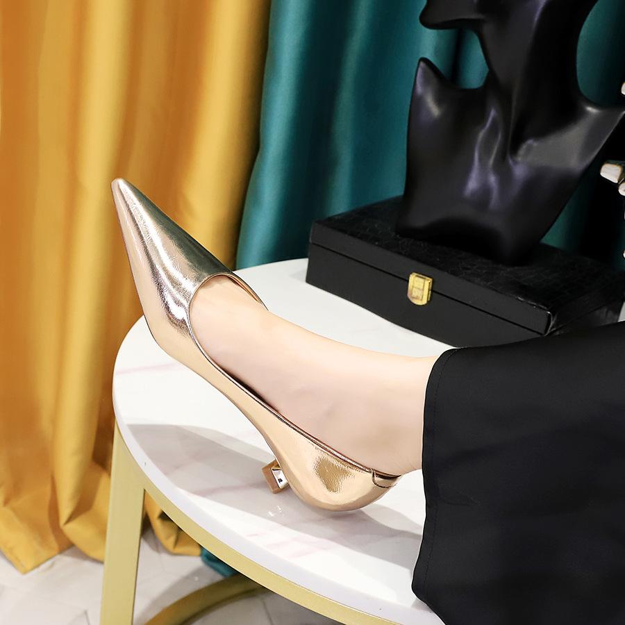 Fashion Mid-Heels 3.5cm Women's Shoes Slim Heels Shallow Mouth Ladies Pumps Ladies Single Stiletto Sexy Banquet Shoes Zapatos De Mujer