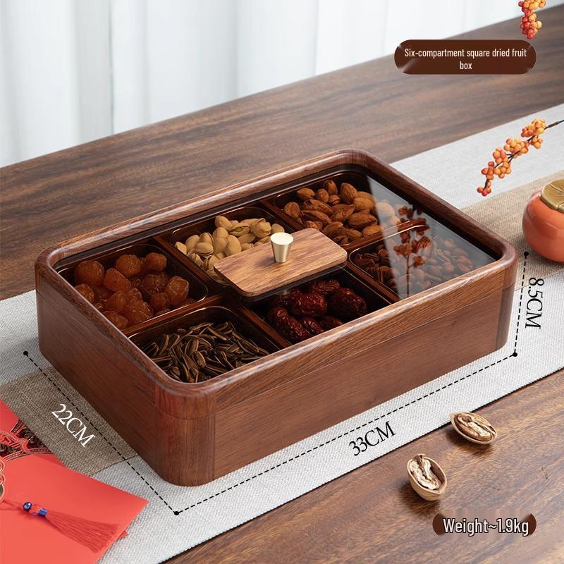 Wedding Dried Fruit Plate - Elegant Nine-Grid Glass Snack Box for Living Room