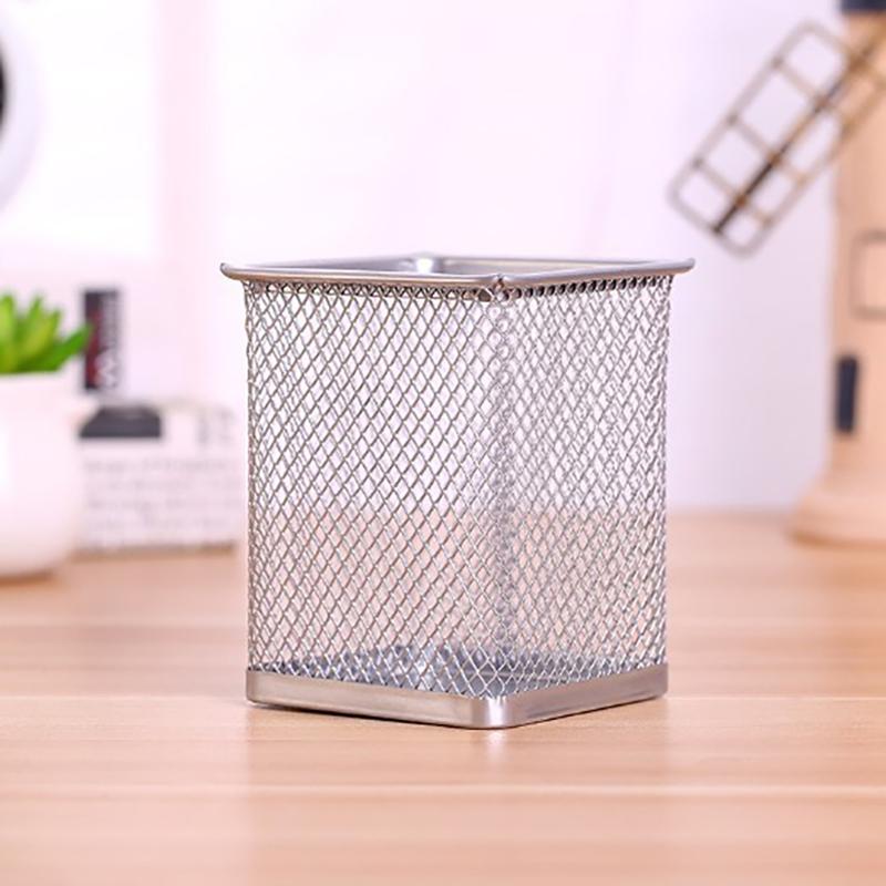 Multifunction Round/Square Mesh Pen Pot Multicolor Pen Holder Desk Tidy Stationery Organiser Pencil Storage Stationery Organiser