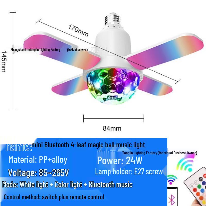 Bluetooth RGB Bunte Sternenhimmel Vierblatt Hochleistungs E27 Glühbirne für Wohnzimmer- & Schlafzimmeratmosphäre