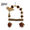 Bird Standing Branch Wooden Parrot Swing Toy Hanging Perch Stand with Pinecone/Bell Cage Natural Wood Toy for Parakeet Cockatiel Finches Conures