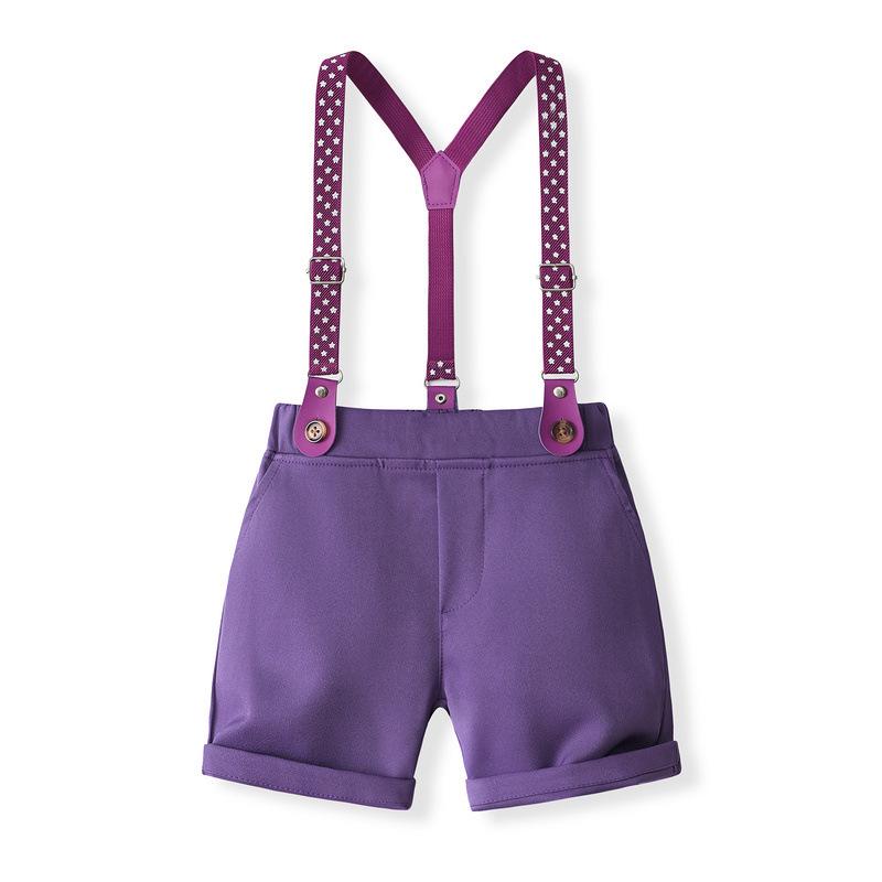 Summer European & American Style Boys' Short-Sleeve Shirt and Overalls Set